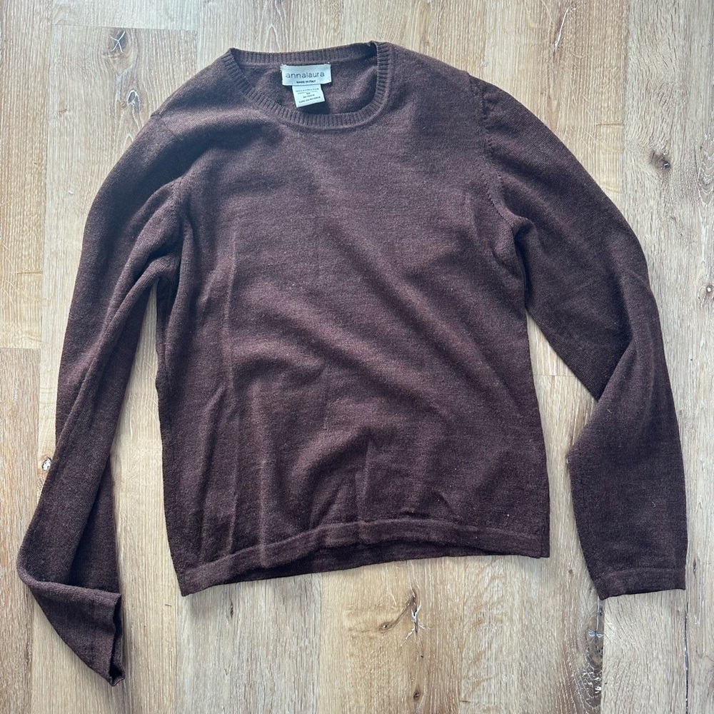 Chocolate Brown merino wool crew neck sweater